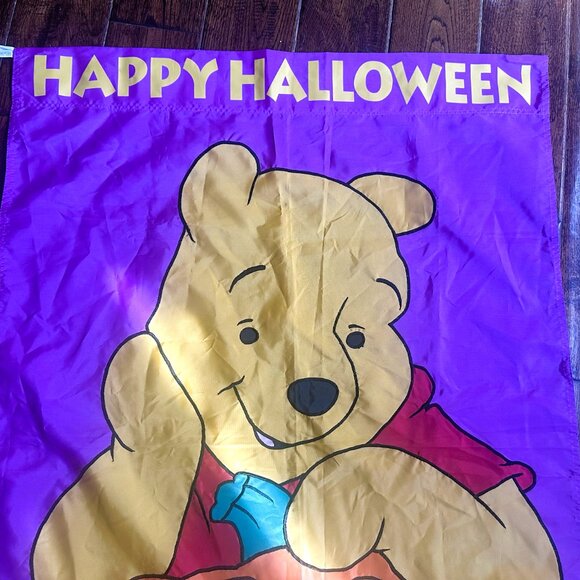 Vintage Disney Winnie the Pooh Happy Halloween 28"x40" Polyester Flag - Picture 2 of 6